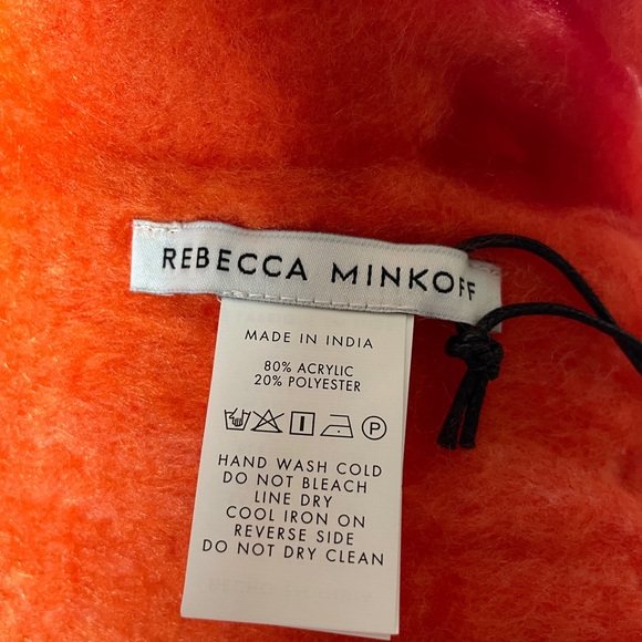 NWT Rebecca Minkoff Large Warm Woven Blanket Fringe Scarf Bright Orange - Picture 4 of 6